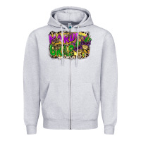 Heather Grey mardi gras Zipper Hoodie - CowGirlArtShop