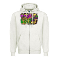 Oatmeal Heather mardi gras Zipper Hoodie - CowGirlArtShop