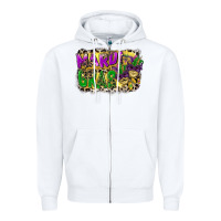 White mardi gras Zipper Hoodie - CowGirlArtShop