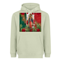 Matcha Our Lady Of Guadalupe Mexican Flag Roses Cactus Heavyweight Hoodie - FaDigitalArtStudio