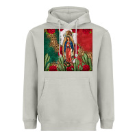 Moon Dust Our Lady Of Guadalupe Mexican Flag Roses Cactus Heavyweight Hoodie - FaDigitalArtStudio