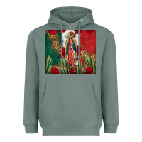 Sage Our Lady Of Guadalupe Mexican Flag Roses Cactus Heavyweight Hoodie - FaDigitalArtStudio