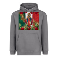 Storm Our Lady Of Guadalupe Mexican Flag Roses Cactus Heavyweight Hoodie - FaDigitalArtStudio