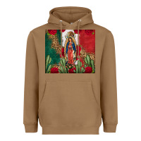 Toasted Coconut Our Lady Of Guadalupe Mexican Flag Roses Cactus Heavyweight Hoodie - FaDigitalArtStudio
