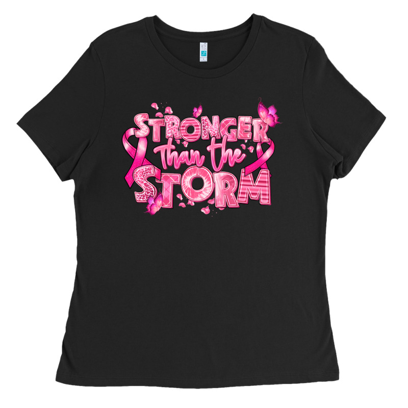Stronger Than The Storm Breast Cancer Ladies Tee by RanaPortraitStore | Teevron