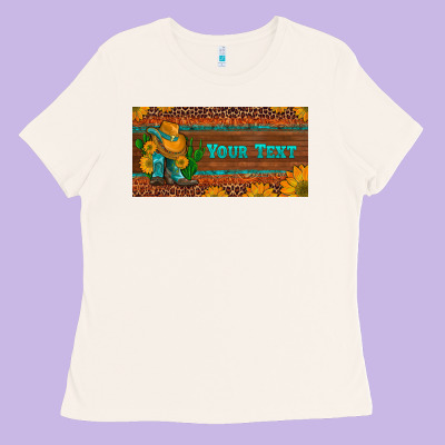 Preview Custom Cowboy Boots Sunflowers And Cactus License Plate Ladies Tee Designed By Artiststas