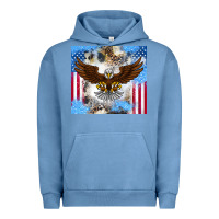 Pigment Pebble Blue America Eagle Urban Hoodie - CowhideDigitalArt