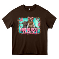 Chocolate Brown mama bear sees all Heavy Core Tee - Artiststas
