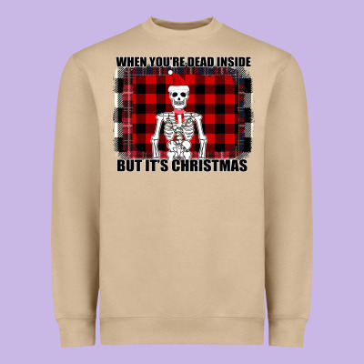 When You Re Dead Inside But It Christmas Skeleton Heavyweight Sweatshirt Designed By Bettercallsaul