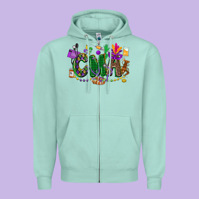 Cma Mardi Gras Cowgirl Zipper Hoodie Designed By Cowgirlartshop
