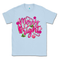 Dusty Blue merry and bright Classic Tee - MaliasSmallBusiness