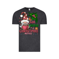 Vintage Black Pink Christmas hot cocoa and christmas movies Vintage Tee - NancyCooperArtShop