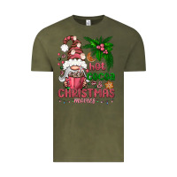 Vintage Olive Pink Christmas hot cocoa and christmas movies Vintage Tee - NancyCooperArtShop
