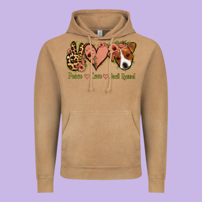 Peace Love Jack Russel Vintage Hoodie Designed By Jasminsmagicworld