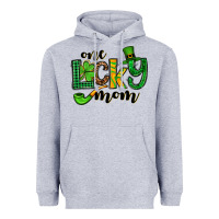 Heather Grey One lucky mom St. Patrick's Heavyweight Hoodie - OliviaCreatesArt
