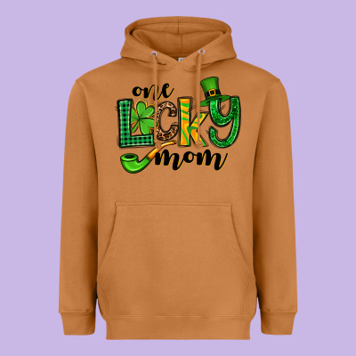 One Lucky Mom St. Patrick's Heavyweight Hoodie Designed By Oliviacreatesart