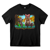 Black mama bear sees all with sunflowers Heavy Core Tee - Artiststas