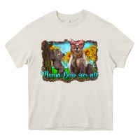 Cream mama bear sees all with sunflowers Heavy Core Tee - Artiststas