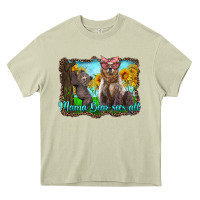 Mossy mama bear sees all with sunflowers Heavy Core Tee - Artiststas