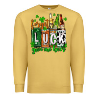 Antique Gold St. Patrick's Forget luck give me beer Premium Sweatshirt - OliviaCreatesArt