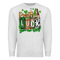 Oatmeal Heather St. Patrick's Forget luck give me beer Premium Sweatshirt - OliviaCreatesArt