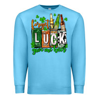 Ocean Blue St. Patrick's Forget luck give me beer Premium Sweatshirt - OliviaCreatesArt
