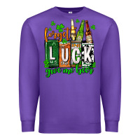 Purple St. Patrick's Forget luck give me beer Premium Sweatshirt - OliviaCreatesArt