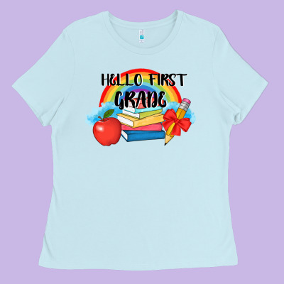 Back To School Hello First Grade 3200x2400 Ladies Tee Designed By Adodesignshop