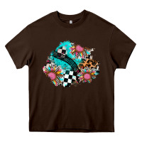Chocolate Brown race sunflower patches Heavy Core Tee - AdoDesignShop
