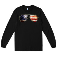Black amerıcan flag glasses Long Sleeve Tee - BarkalooDesign