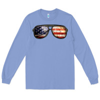 Colony Blue amerıcan flag glasses Long Sleeve Tee - BarkalooDesign