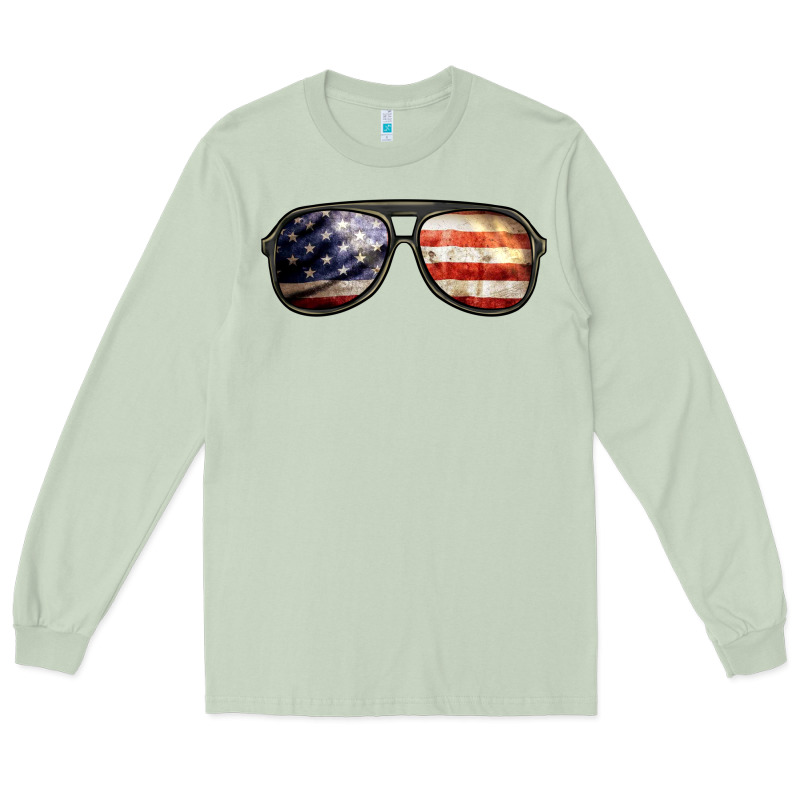 Amerıcan Flag Glasses Long Sleeve Tee by BarkalooDesign | Teevron