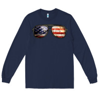 Navy amerıcan flag glasses Long Sleeve Tee - BarkalooDesign