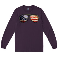 Plum amerıcan flag glasses Long Sleeve Tee - BarkalooDesign