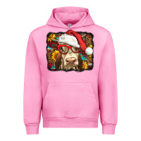 Fuchsia Pink Christmas Cow Urban Hoodie - LillyAllenDesigns