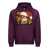 Mauve Wine Christmas Cow Urban Hoodie - LillyAllenDesigns