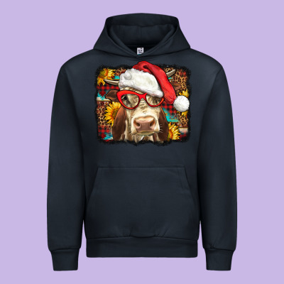 Christmas Cow Urban Hoodie Designed By Lillyallendesigns