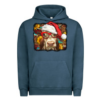 Pigment Midnight Navy Christmas Cow Urban Hoodie - LillyAllenDesigns