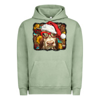 Pigment Oil Green Christmas Cow Urban Hoodie - LillyAllenDesigns