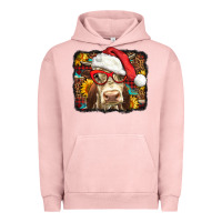 Pigment Salmon Christmas Cow Urban Hoodie - LillyAllenDesigns