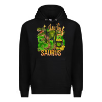Black St. Patrick's day lucky Saurus Premium Hoodie - HowdyJamesFarm