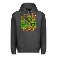 Charcoal Heather St. Patrick's day lucky Saurus Premium Hoodie - HowdyJamesFarm