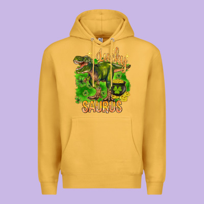 St. Patrick's Day Lucky Saurus Premium Hoodie Designed By Howdyjamesfarm