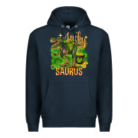 Navy St. Patrick's day lucky Saurus Premium Hoodie - HowdyJamesFarm