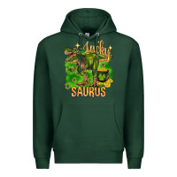 Sports Green St. Patrick's day lucky Saurus Premium Hoodie - HowdyJamesFarm