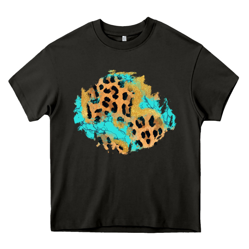 Glitter Leopard Turquoise Patch Heavy Core Tee by AdoDesignShop | Teevron