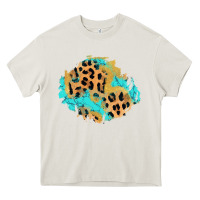 Cream glitter leopard turquoise patch Heavy Core Tee - AdoDesignShop