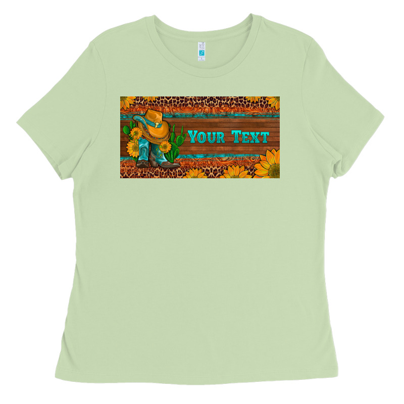 (preview)custom Cowboy Boots Sunflowers And Cactus License Plate Ladies Tee by Artiststas | Teevron