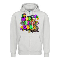 Dove Grey louisiana map mardi gras Zipper Hoodie - CowGirlArtShop