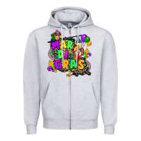 Heather Grey louisiana map mardi gras Zipper Hoodie - CowGirlArtShop